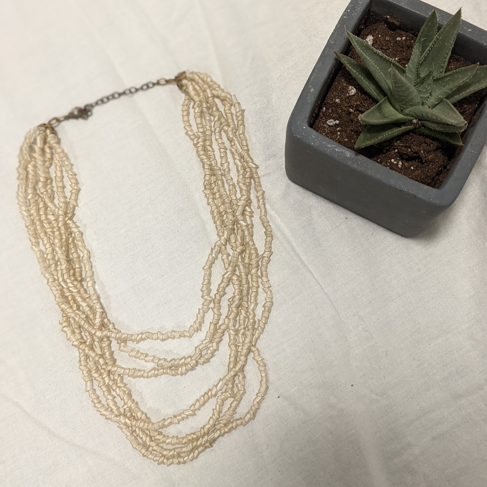 Layered beaded statement necklace